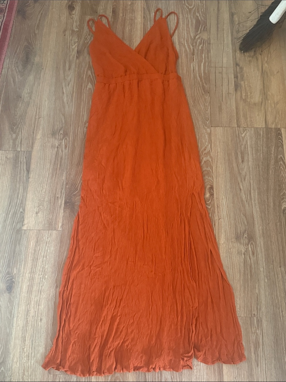 Forever 21 Orange Sleeveless V-Neck Maxi Dress
